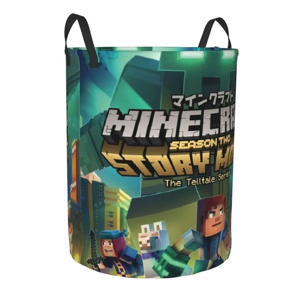 Custom Anime Game Mine C-Crafts Cartoon Laundry Hamper Large Clothes Storage Basket Toy Bin Organizer for Kids
