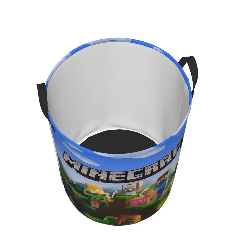 Custom Anime Game Mine C-Crafts Cartoon Laundry Hamper Large Clothes Storage Basket Toy Bin Organizer for Kids