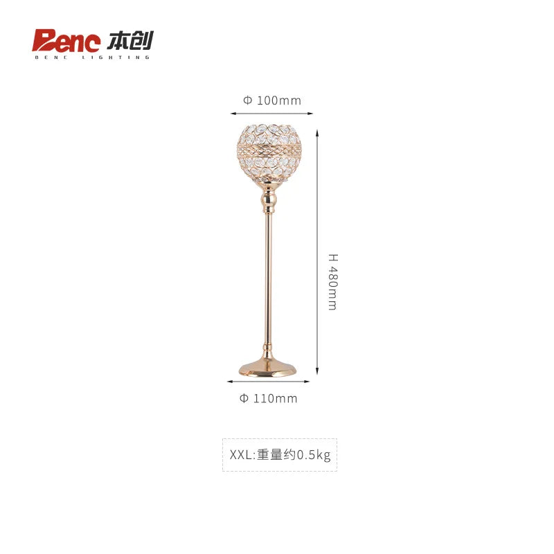 Crystal Glass Candle Holders Luxury Retro Metal Candlesticks, Wedding Party, Christmas Holiday, Desktop Home Decoration, 3 Sizes