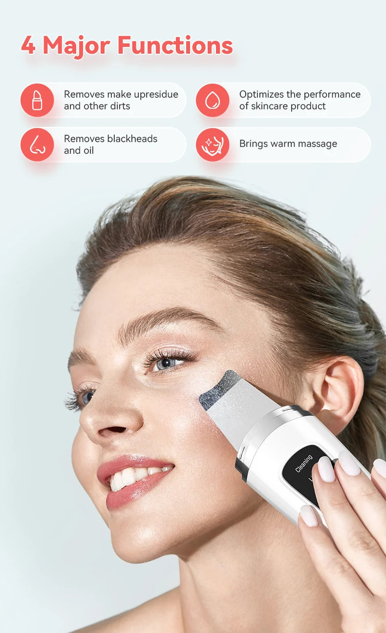 Ultrasonic Skin Scrubber Face Spatula Facial Skin Exfoliator Scraper and Blackhead Remover Pore Cleaner Facial Deep Cleansing