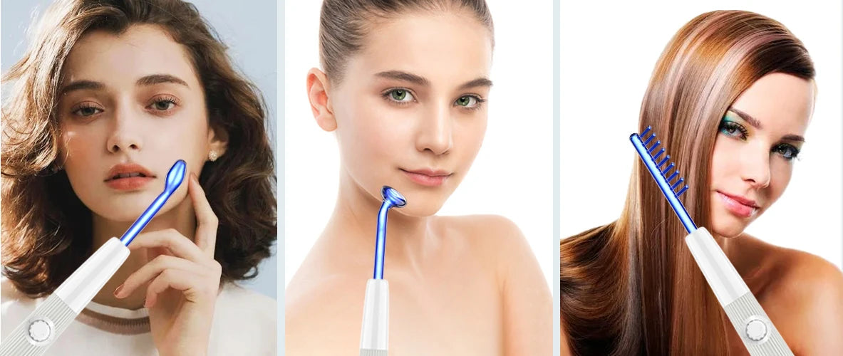 DARSONVAL Blue 6-in-1High Frequency Facial Machine For Hair Face Anti Aging Therapy Acne Tool Fusion Neon+Argon Wands Skin care