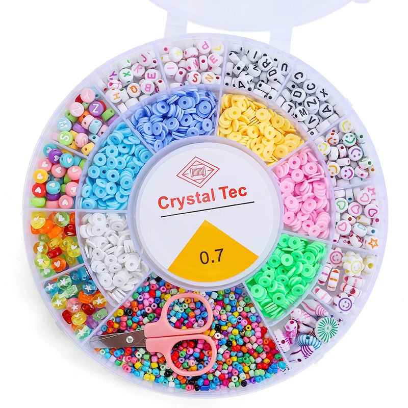 Clay Beads Bracelet Making Kit Seed Letter Alphabet DIY Art Craft Beads Kit with Charms for Jewelry Making Crafts Gifts 8 Styles