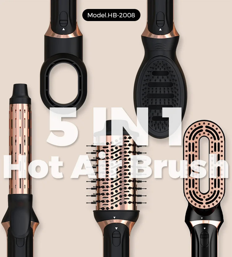 5-in-1 Multifunctional Hair Styling Tools, Hot Air Brush, Hair Dryer, Straightening Brush, Hair Curler, Straightening Brush,220V