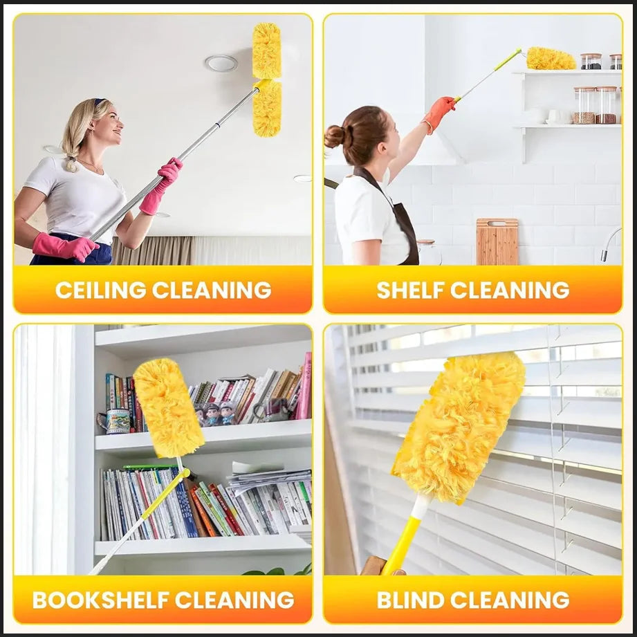 Double sided 360 ° electrostatic dust duster is used for large-scale cleaning of dust, spider webs, and disposable dust collecto