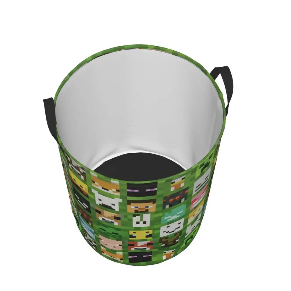 Custom Anime Game Mine C-Crafts Cartoon Laundry Hamper Large Clothes Storage Basket Toy Bin Organizer for Kids