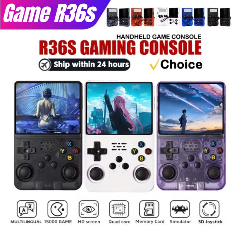 Compact Retro Gaming R36S Handheld Console 35 IPS Screen Linux System 64GB 128GB Internal Storage Thousands of Games