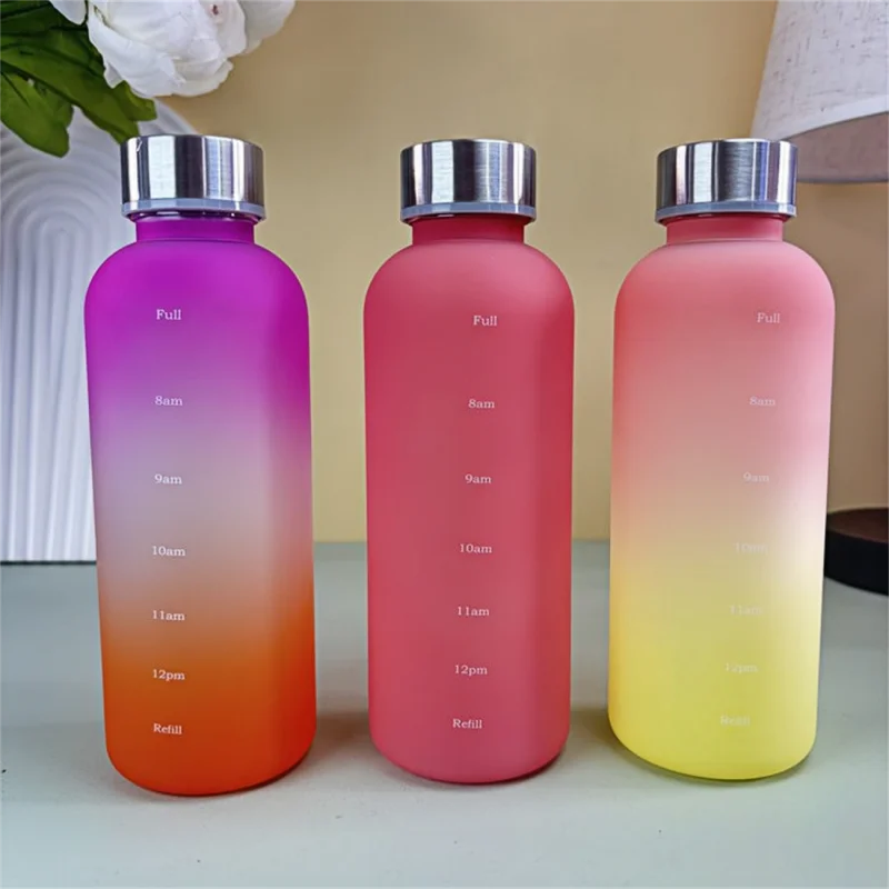 550ml Bottle With Time Marker Motivational Reusable Fitness Sports Outdoors Travel Leakproof BPA Free Frosted Plastic