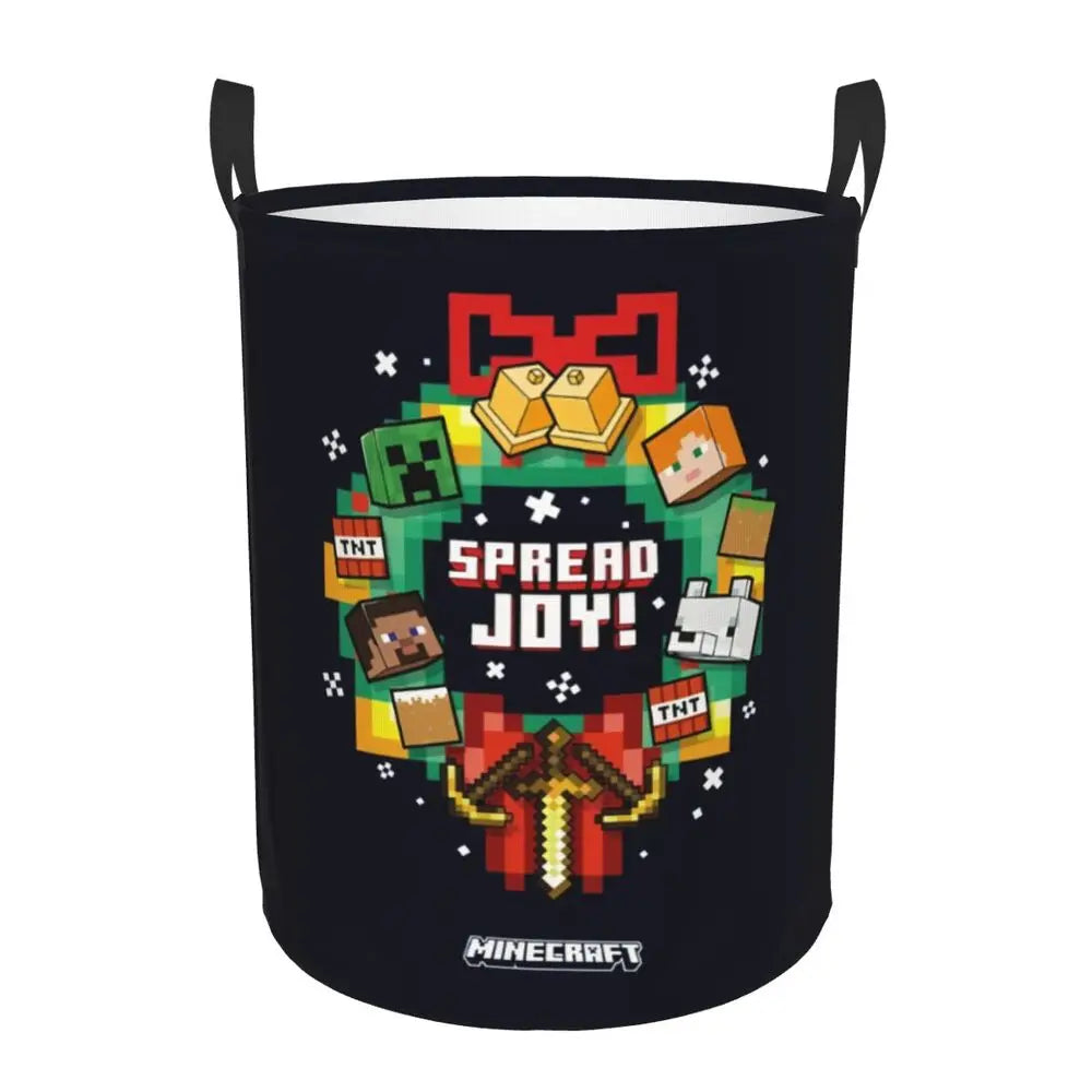 Custom Anime Game Mine C-Crafts Cartoon Laundry Hamper Large Clothes Storage Basket Toy Bin Organizer for Kids