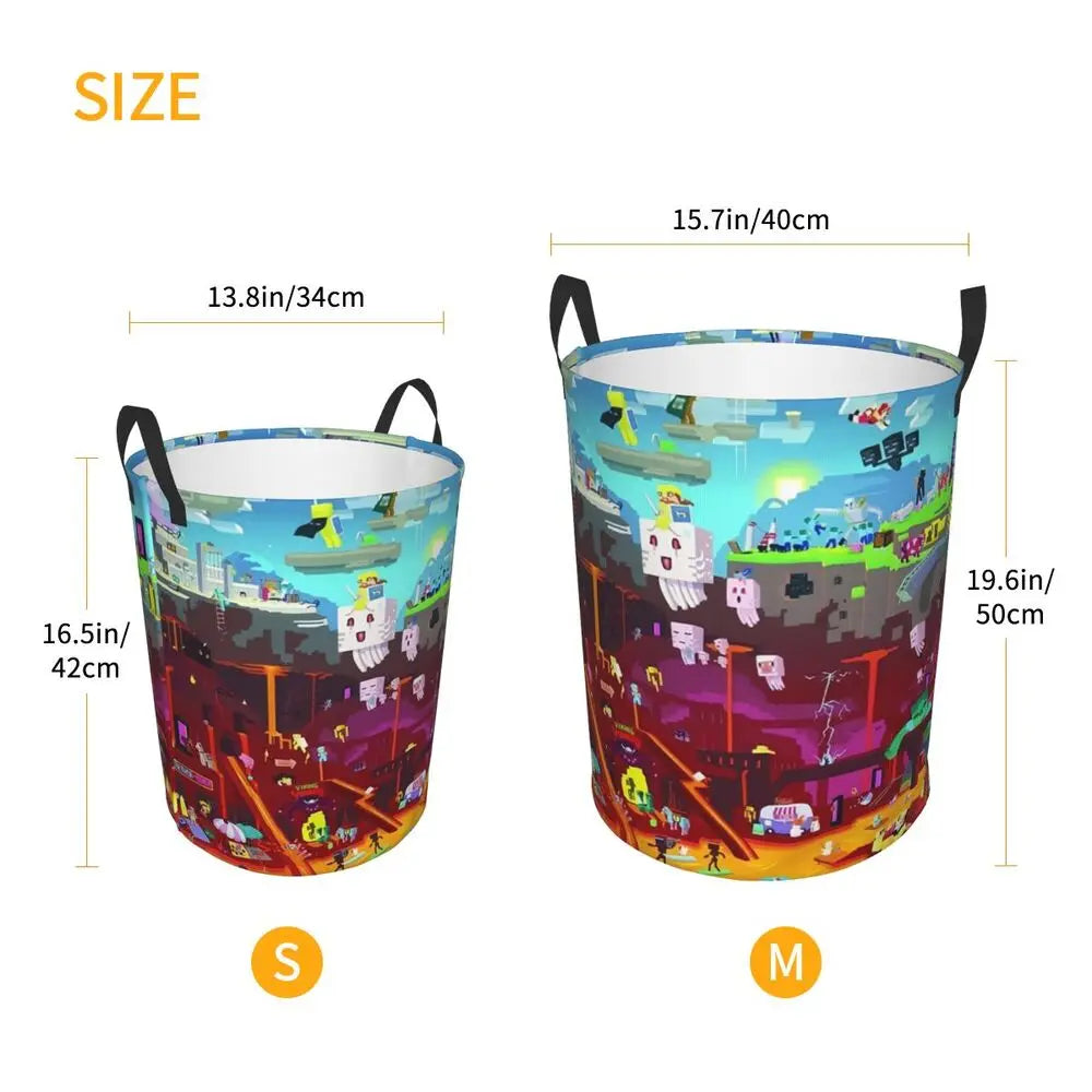 Custom Anime Game Mine C-Crafts Cartoon Laundry Hamper Large Clothes Storage Basket Toy Bin Organizer for Kids