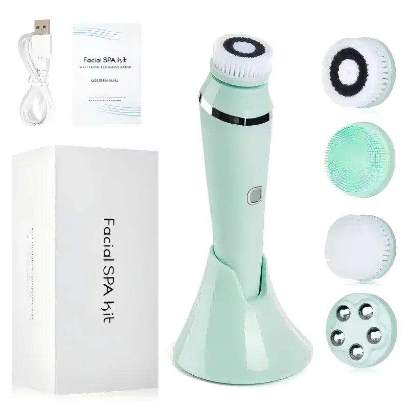 4 in 1 Electric Facial Cleansing Brush Waterproof IPX7 Face Massager Cleansing Device for Deep Cleaning Removal Blackhead Pore