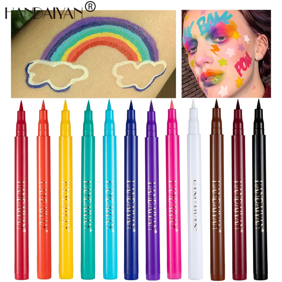 Waterproof Rainbow Matte Colorful Liquid Eye Liner Pencil White Pink Color Eyeliner Pen Makeup Make Up Long-Lasting Cosmetics