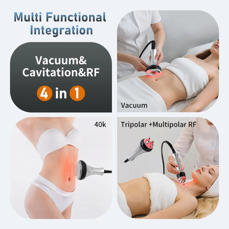 4IN1 Vacuum 40K Body Cavitation Massager Facial Radiofrequency Freckles Removal Fat Burner Cellulite Massager Skin Beauty Device