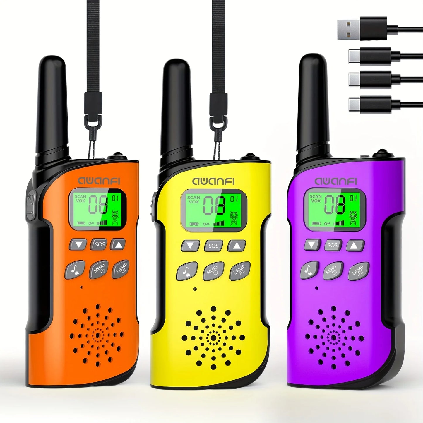 (Not For AU/JP/BR/NZ/BY/TH/UA/AO) 2/3/4 pcs Walkie Talkie Adults & Kids, Long Range/Rechargeable/1000mAh/Lanyards/Flashlight/SOS