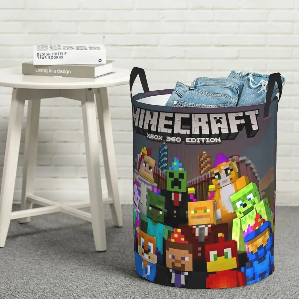 Custom Anime Game Mine C-Crafts Cartoon Laundry Hamper Large Clothes Storage Basket Toy Bin Organizer for Kids