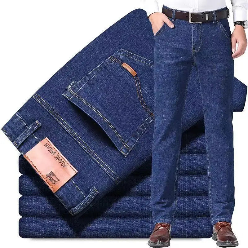 Business Jeans Men Straight Versatile Youth Middle-aged Denim Cheap Work Site Electric Welding Mason Bricklayer Pants Fashion