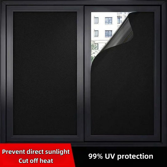 Black Opaque Glass Self-Adhesive Film, Uv Protection, Full Blackout Self-Adhesive Window Film, 100% Suitable for Glass Stickers in Offices and Homes