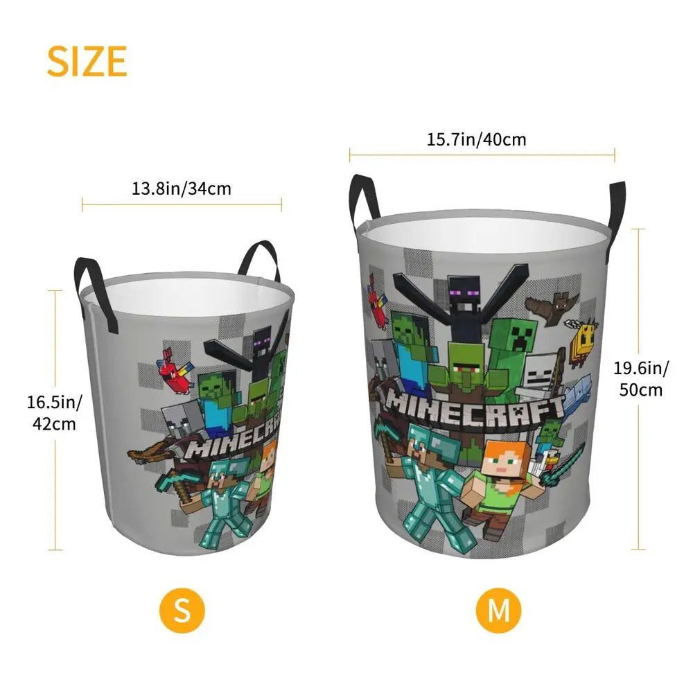 Custom Anime Game Mine C-Crafts Cartoon Laundry Hamper Large Clothes Storage Basket Toy Bin Organizer for Kids
