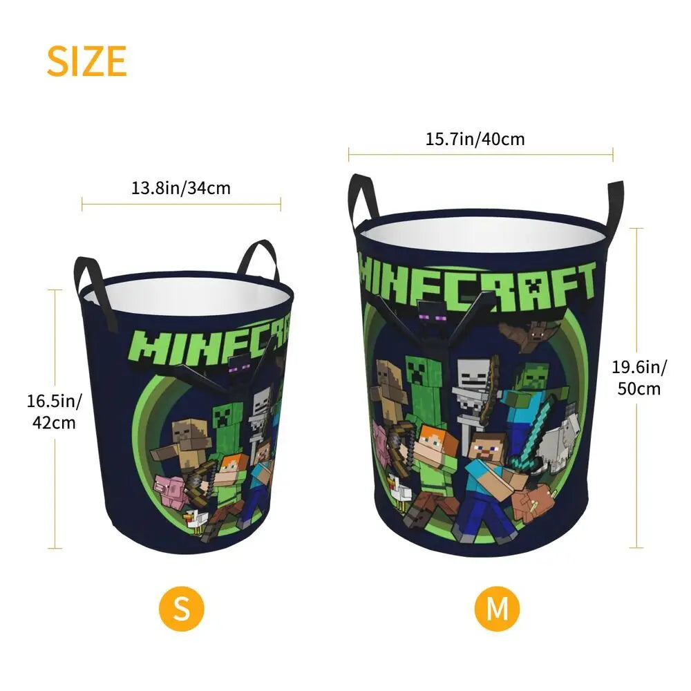 Custom Anime Game Mine C-Crafts Cartoon Laundry Hamper Large Clothes Storage Basket Toy Bin Organizer for Kids