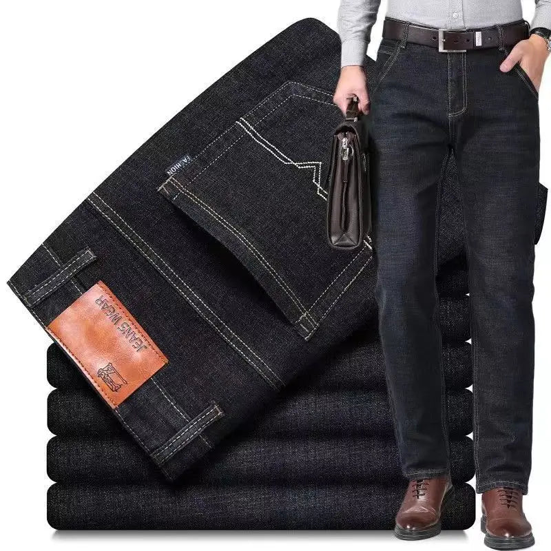 Business Jeans Men Straight Versatile Youth Middle-aged Denim Cheap Work Site Electric Welding Mason Bricklayer Pants Fashion