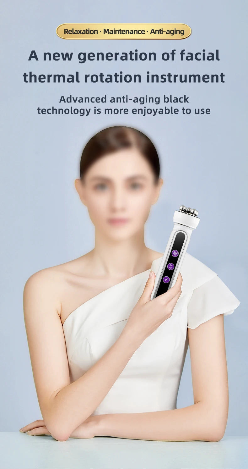 3in1 RF Heating EMS Facial 360° Roller Massager for FIne Lines Lifting Skin Rejuvenation Skin Firm Microcurrent Beauty Machine