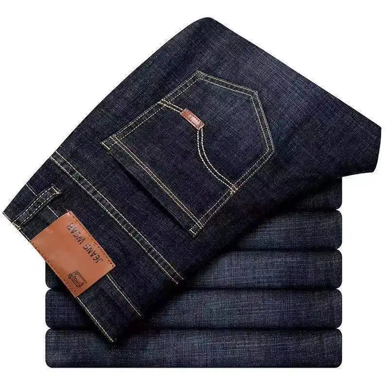 Business Jeans Men Straight Versatile Youth Middle-aged Denim Cheap Work Site Electric Welding Mason Bricklayer Pants Fashion