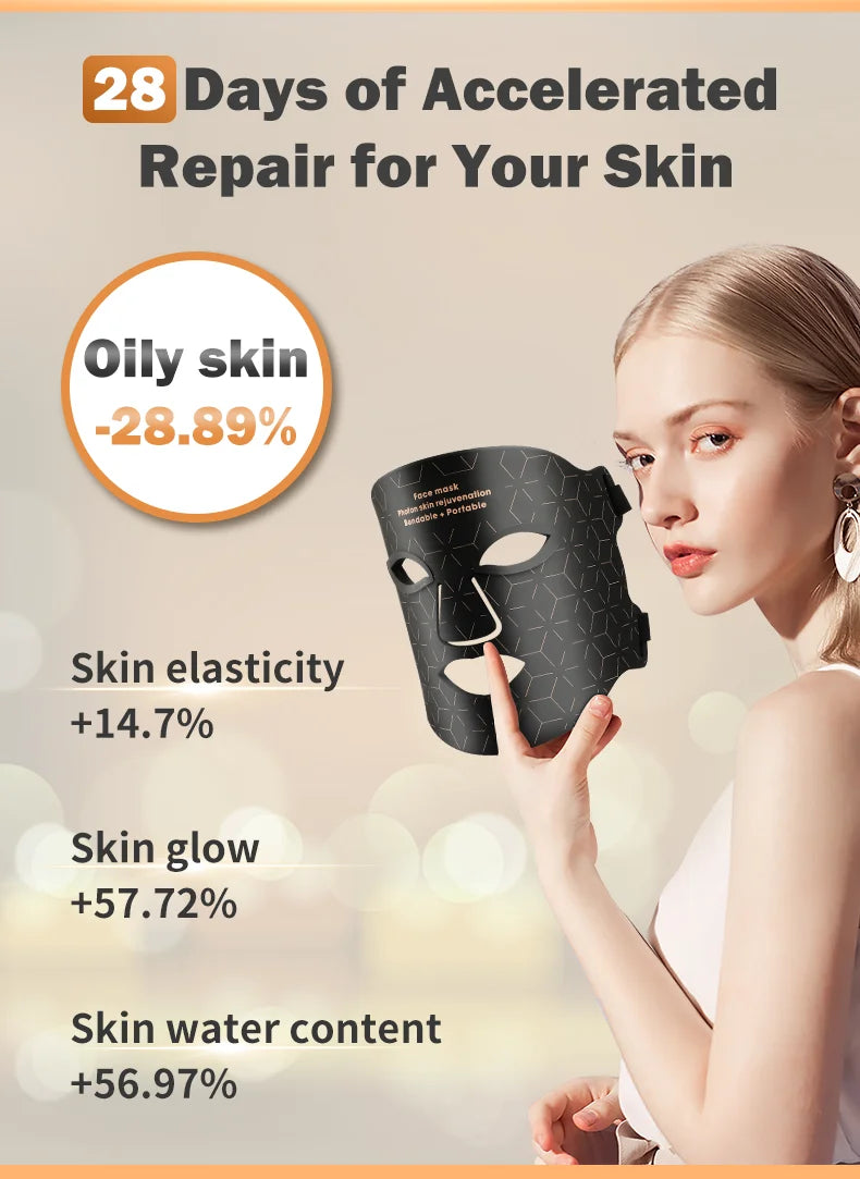 LED Photon Beauty Infrared Mask Instrument USB Electronic Mask Rejuvenation Lightens Fine Lines Brighten Skin Tone Repair Skin