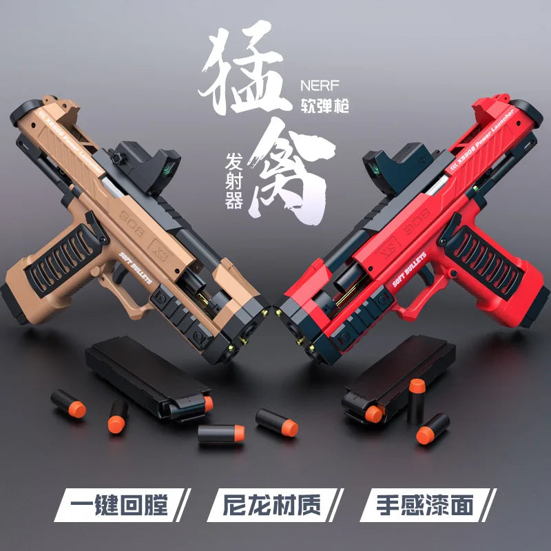 Raptor Launcher Shell Soft Bullet Gun Toy Gun Outdoor Chicken Pistol Model Can Be Hung Manually Loaded Christmas Gift 2025