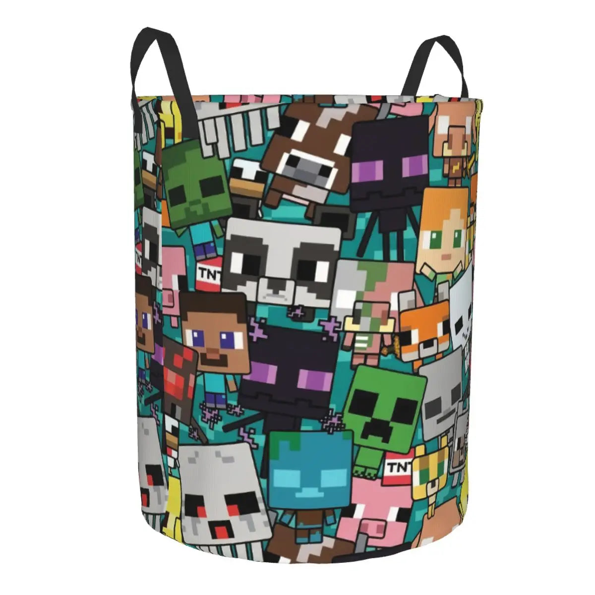 Custom Anime Game Mine C-Crafts Cartoon Laundry Hamper Large Clothes Storage Basket Toy Bin Organizer for Kids