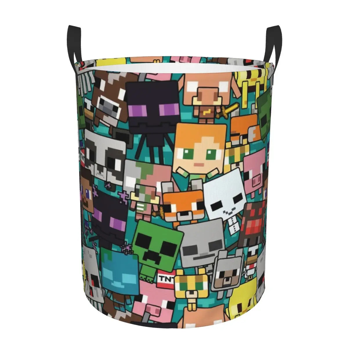 Custom Anime Game Mine C-Crafts Cartoon Laundry Hamper Large Clothes Storage Basket Toy Bin Organizer for Kids