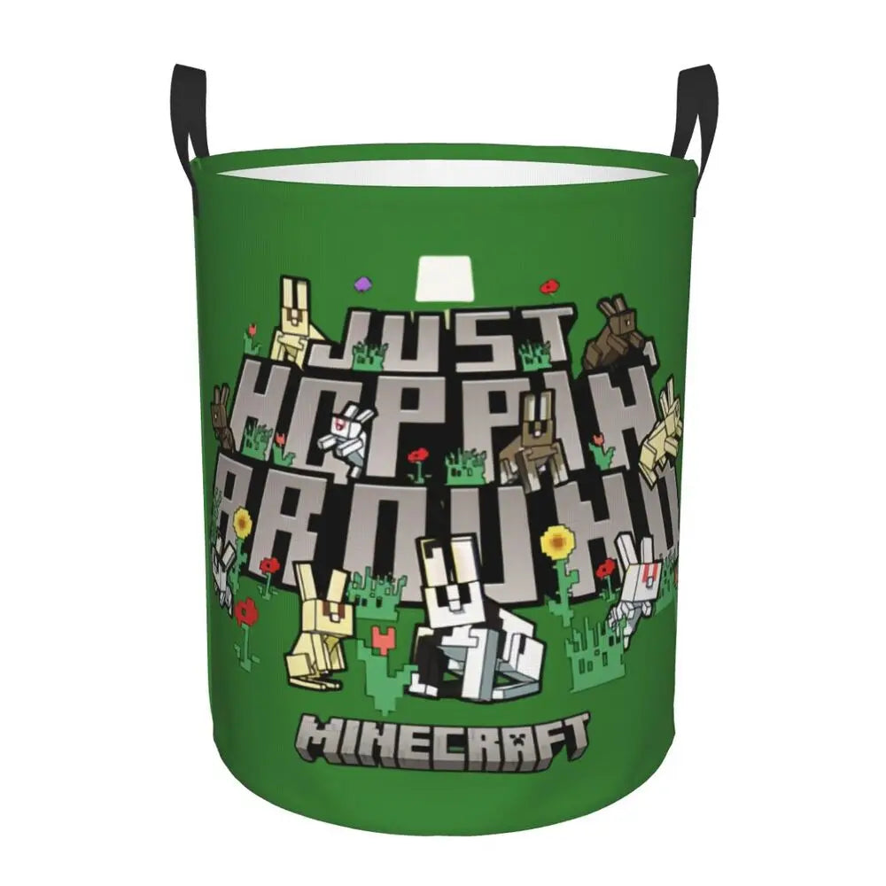 Custom Anime Game Mine C-Crafts Cartoon Laundry Hamper Large Clothes Storage Basket Toy Bin Organizer for Kids