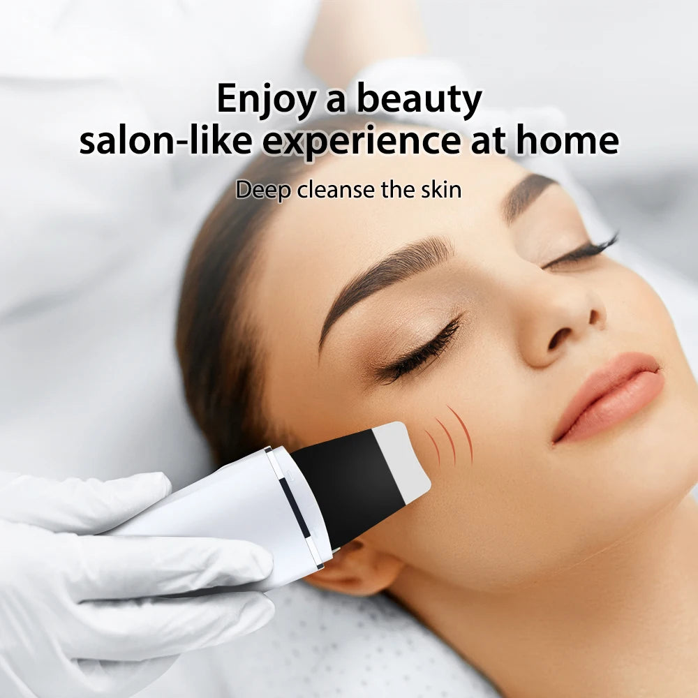 Ultrasonic Skin Scrubber Blackhead Remover Facial Cleanser 3 Modes Peeling Shovel Face Lifting Tool EMS Spatula Deep Cleansing