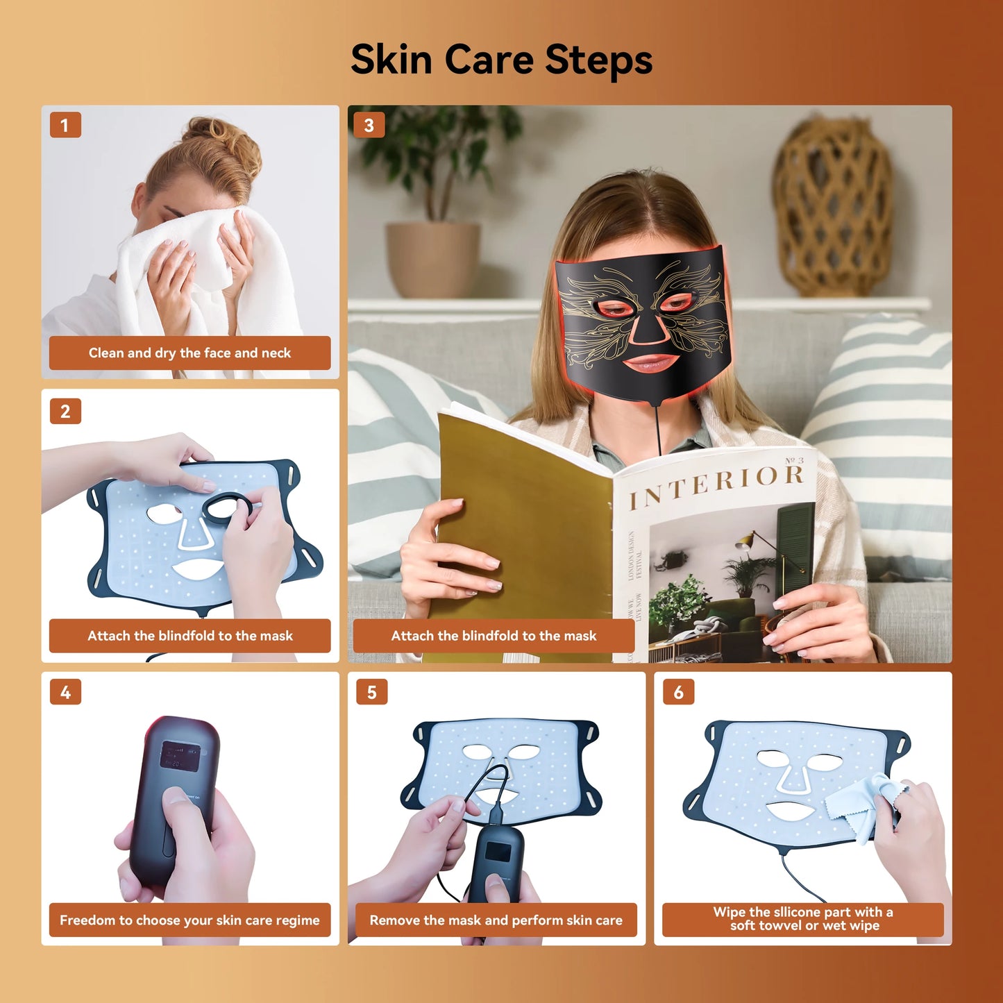 LED Face Mask with 66 LED Beads,Photon Mask with Ice Pack,2500mAh Battery LED Face Beauty Machine Photon FacialSkin Care Machine