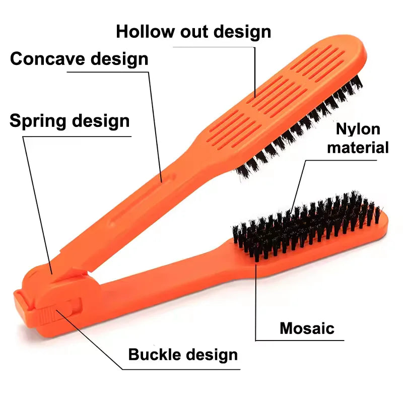 Double Sided Ceramic Hair Straightener Comb & Styling Brush Natural Wood 2 in 1 Styling Tool for Women