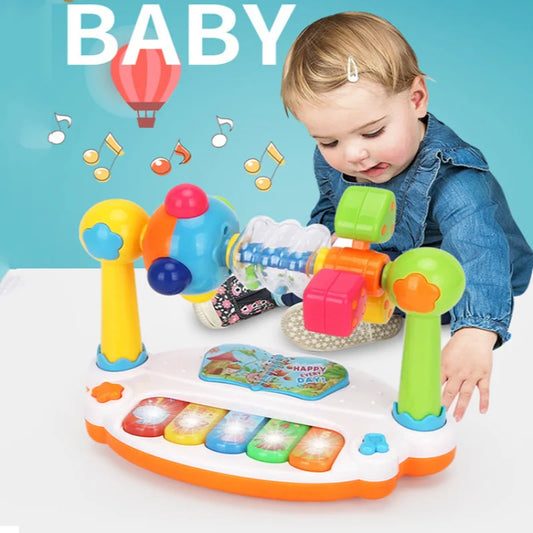 Kids Rotating Music Piano Keyboard with Light Sound Baby Piano Toys Musical Toys for Toddlers Early Educational Music Toy Gifts