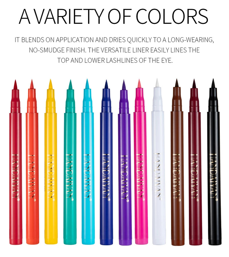 Waterproof Rainbow Matte Colorful Liquid Eye Liner Pencil White Pink Color Eyeliner Pen Makeup Make Up Long-Lasting Cosmetics