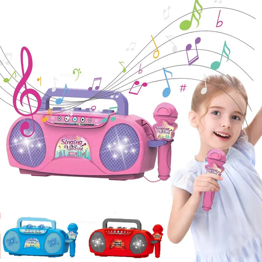 Kids Karaoke Machine Microphone with Lights Portable Singing Toy for Children Educational Musical Gift for Girls Boy Travel Toys