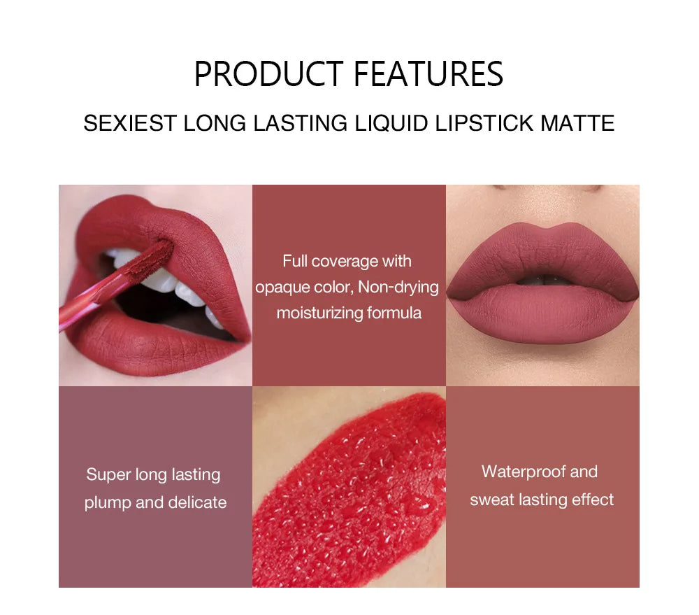 Liquid Lipstick Set Ultra Matte Velvet Waterproof Long Lasting Lip Glosses Nude Makeup Cosmetic Kit