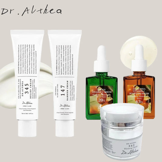 Korean Dr.Althea Skin Care Kit - 345/147 Antioxidant Cream, Gentle Vitamin C Serum, Green Calming, Orange Moisturizing Skin Care