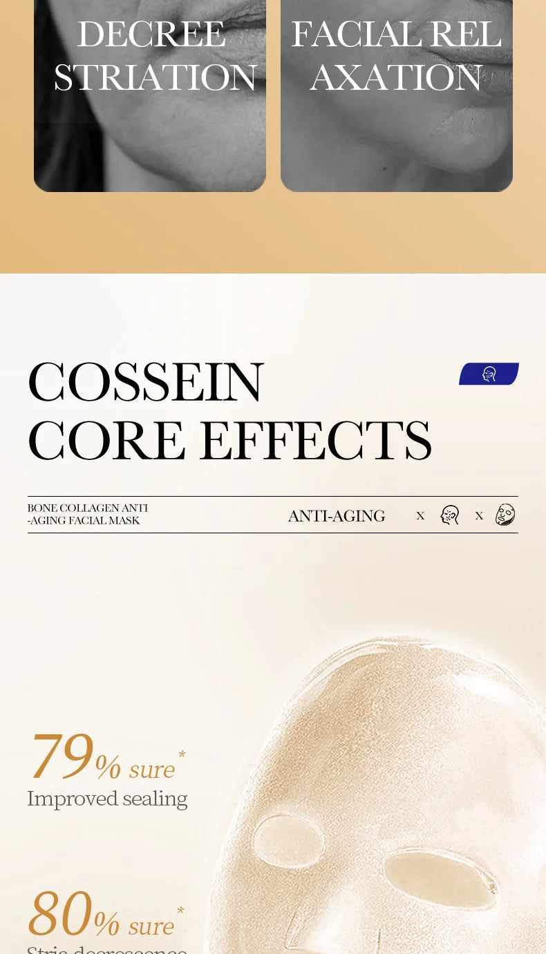 10PCS Collagen Anti Wrinkle Facial Mask Anti Aging Fade Fine Lines Firm Skin Moisturizing Brightening SkinCare Korean Cosmetics