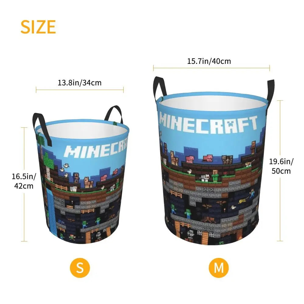 Custom Anime Game Mine C-Crafts Cartoon Laundry Hamper Large Clothes Storage Basket Toy Bin Organizer for Kids
