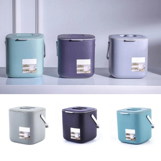 2 Tier Plastic Home Waste Trash Can with Handle Compost Drainer Garbage Bin Rubbish Container Organizer Storage Basket