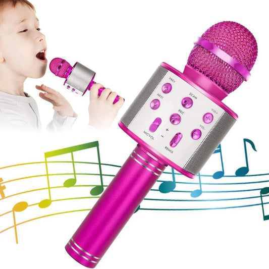 Wireless Bluetooth Karaoke Microphone for Kids, 5-in-1 Portable Handheld Karaoke Mic Speaker Player Recorder with  FM Radio