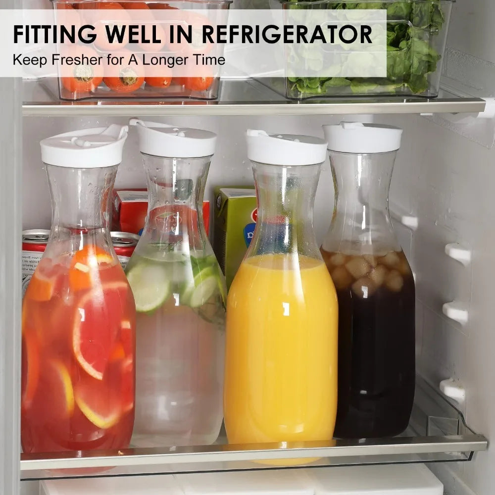 1500ml/50oz Juice Water Bottle Leakproof with Flip Top Round/Square Juice Container Plastic Water Bottle for Cold Drinks/Juice