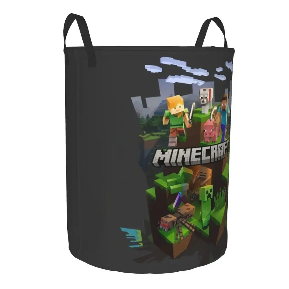 Custom Anime Game Mine C-Crafts Cartoon Laundry Hamper Large Clothes Storage Basket Toy Bin Organizer for Kids