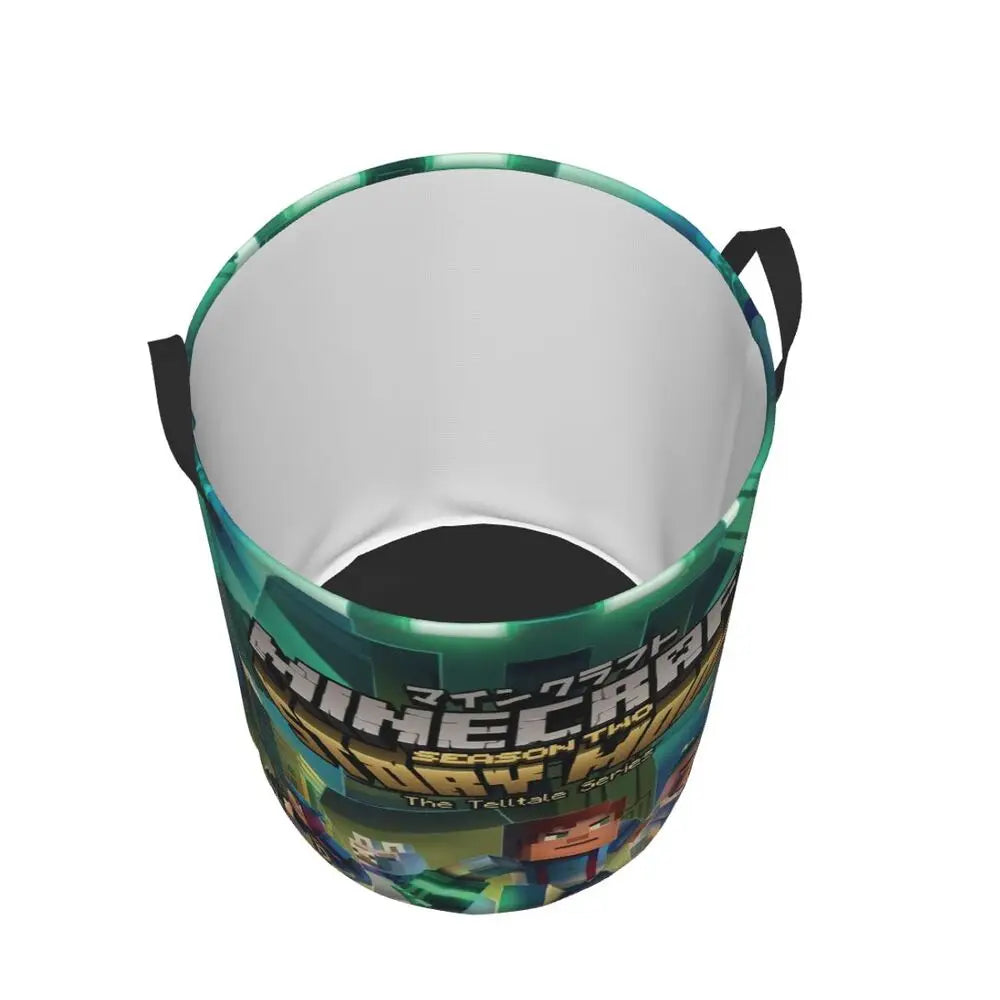 Custom Anime Game Mine C-Crafts Cartoon Laundry Hamper Large Clothes Storage Basket Toy Bin Organizer for Kids