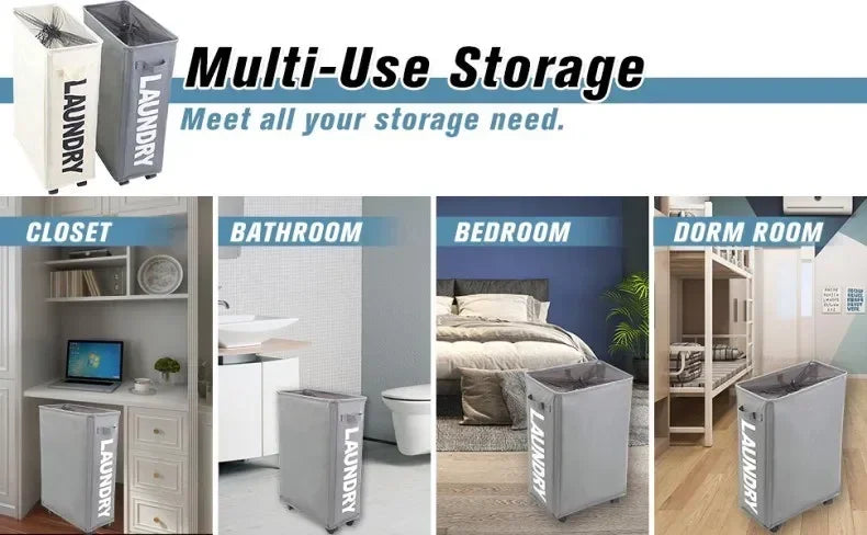 1/2/3Pcs Dirty Laundry Basket with Wheels Foldable Laundry Basket Household Clothes Organiser Yoga Mat Equipment Storage Basket