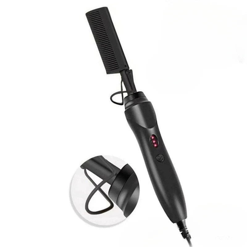 2 in 1 Electric Hot Heating Comb Hair Straightener Curler Wet Dry Hair Iron Straightening Brush Hair Styling Tool