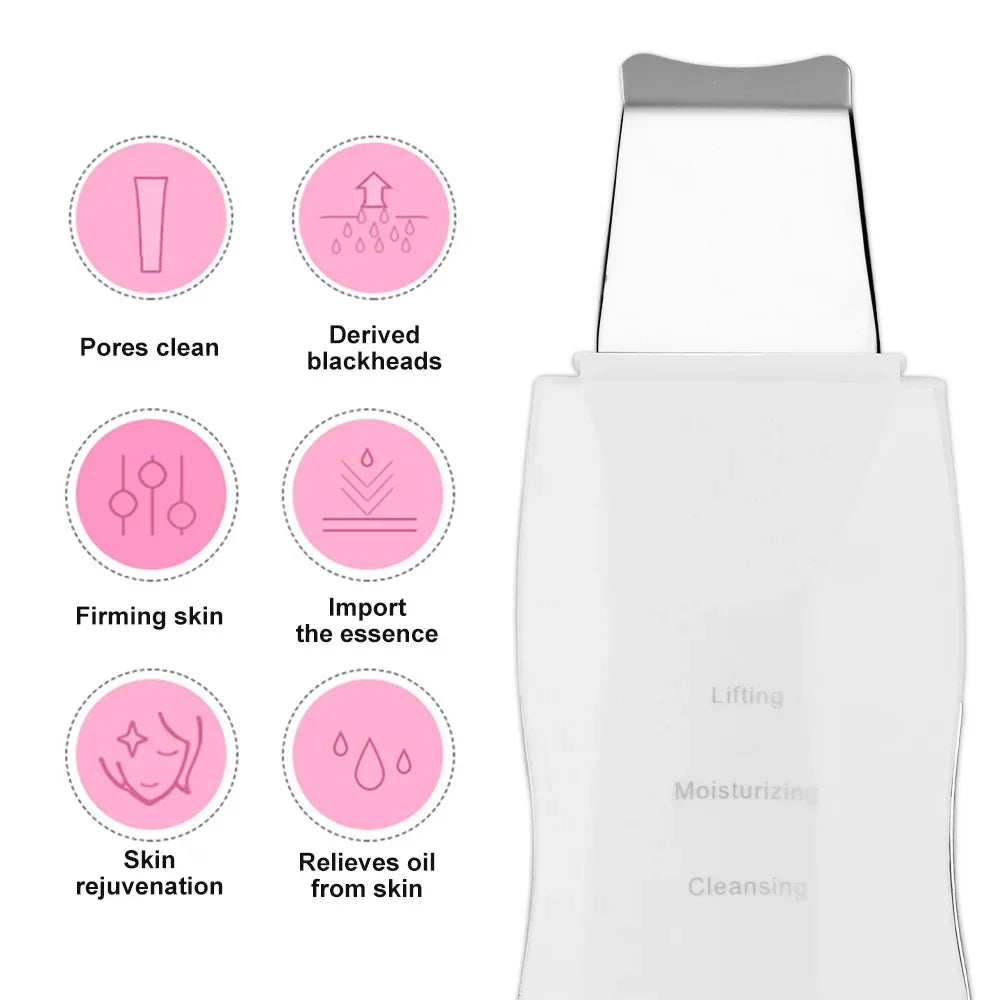 Ultrasonic Skin Scrubber Kit Vibration Face Spatula Blackhead Remover EMS LED Facial Massager Cavitation Peeling Facial Lifting