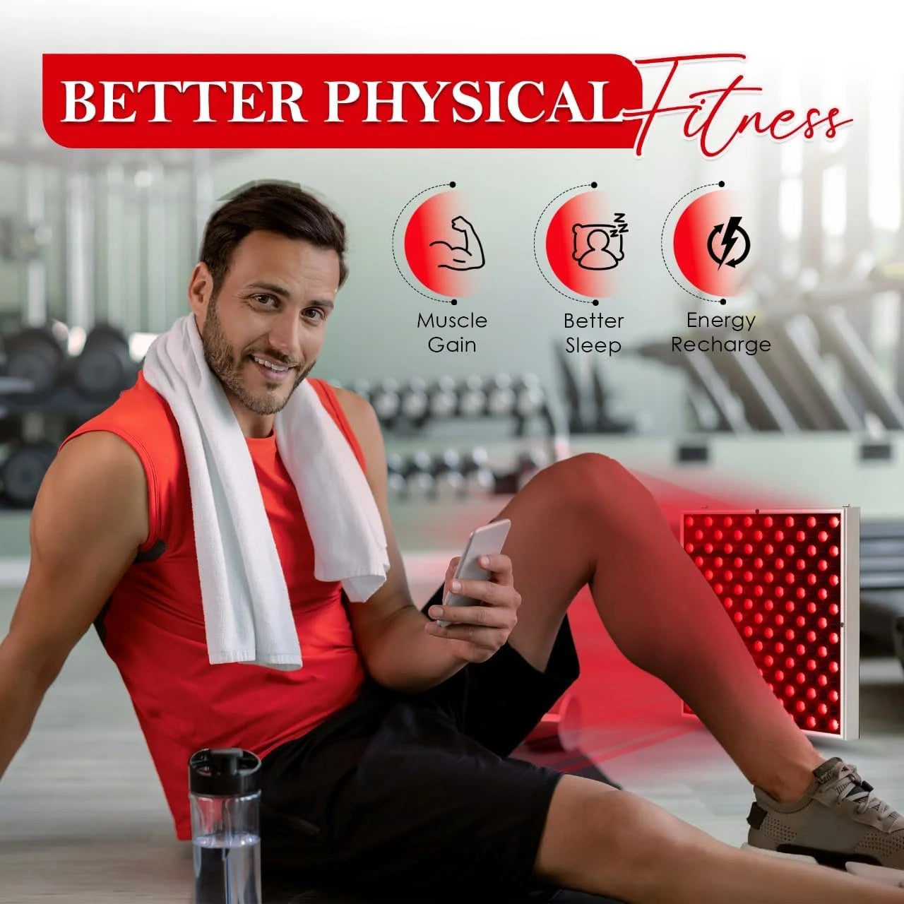 Red-Light-LED-Therapy-Panel - Infrared Red Light Therapy Lamp Device for Body,LED 660nm and Near Infrared 850nm Light Combo