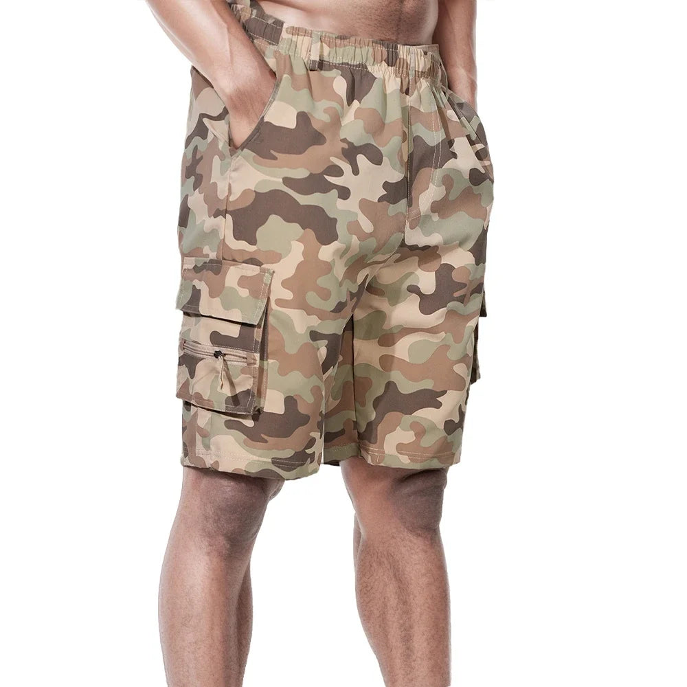 Men's Cargo Shorts Summer Oversized Pants Elastic Waist Large Size Outdoor Jogging Sweatpants Trend Multi Pockets Men Clothes